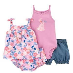 Carter's Baby Girl 4-Piece Mix & Match Sleeveless Tops & Shorts Set Bunny/Floral